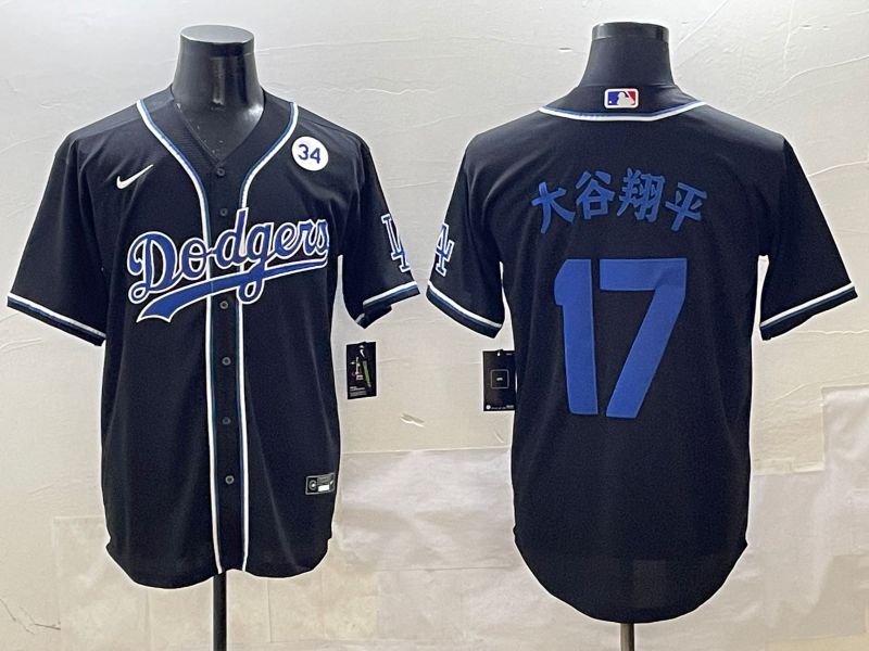 Men Los Angeles Dodgers 17 Ohtani Black blue Three generations Nike 2025 MLB Jersey style 24